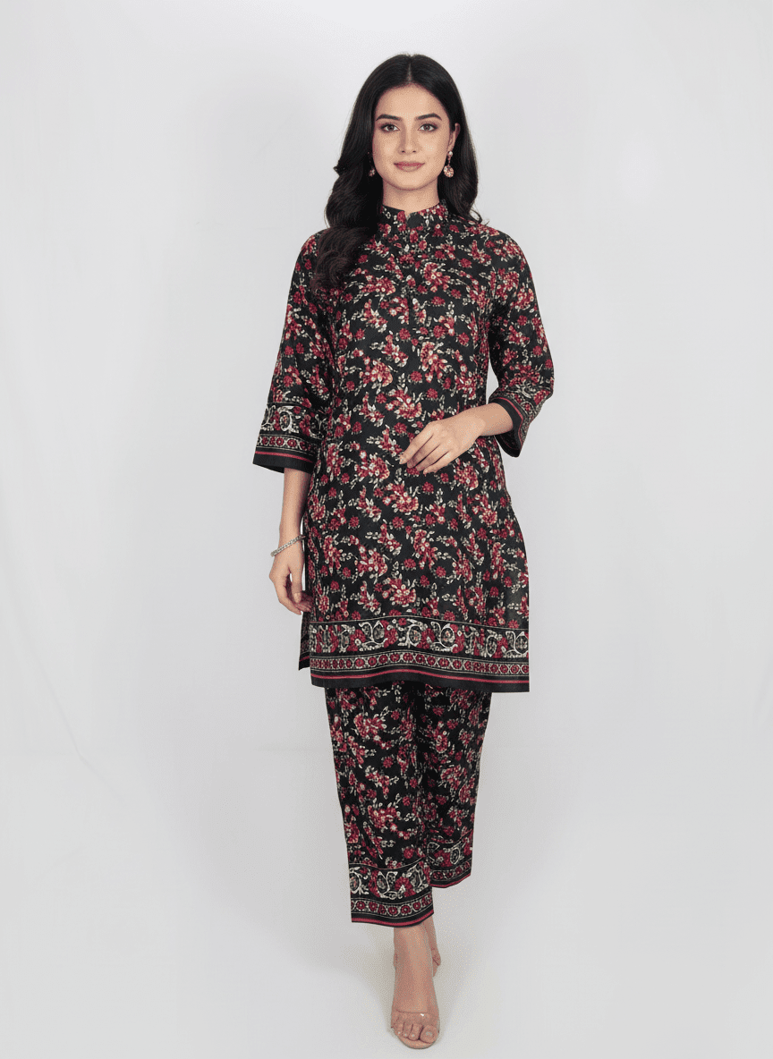 2 PIECES RED MEETS BLACK. POWER MEETS STYLE PRINTED SHIRT & BOTTOM - Image 1